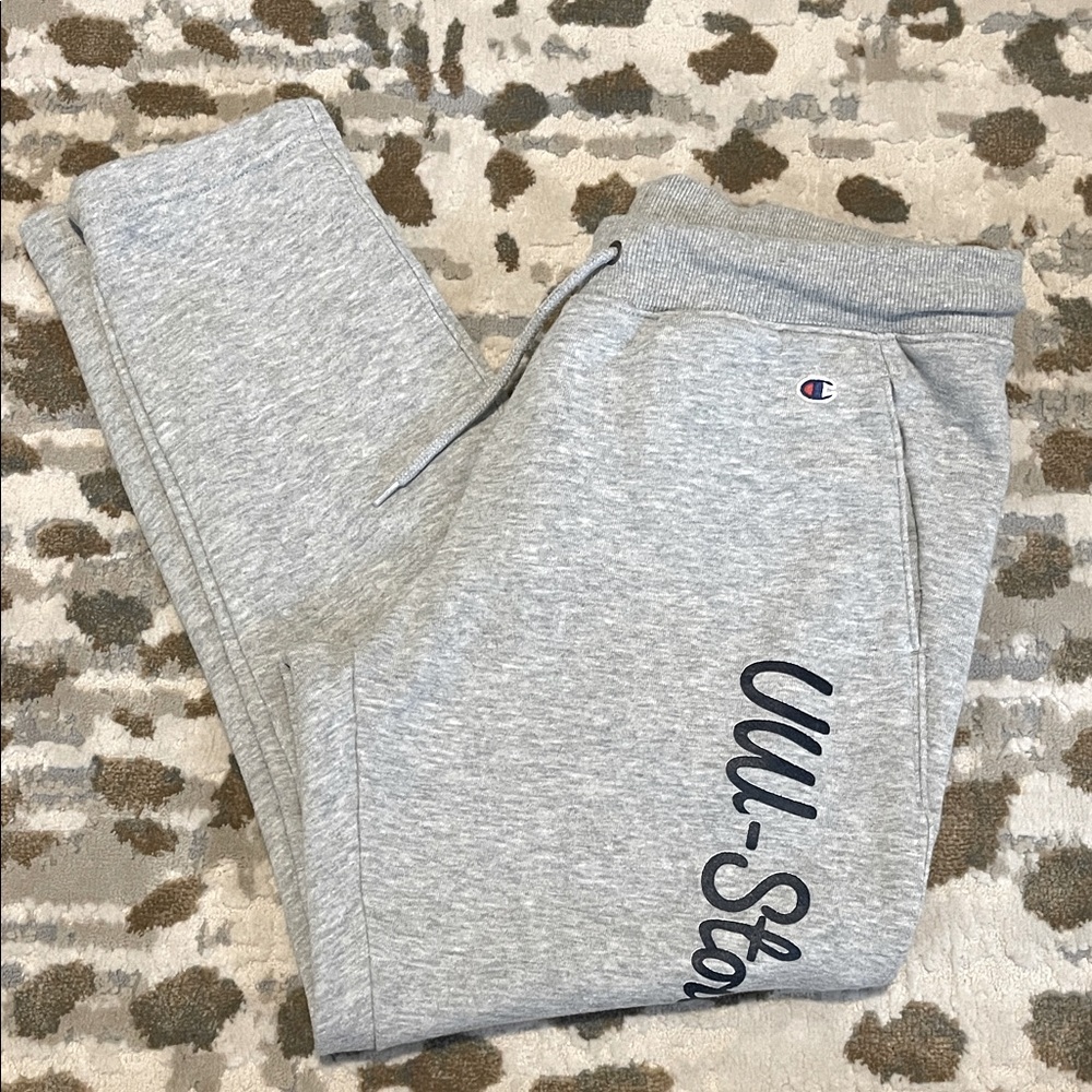 Champion UW-Stout Blue Devils Gray Sweatpants Size Medium Joggers